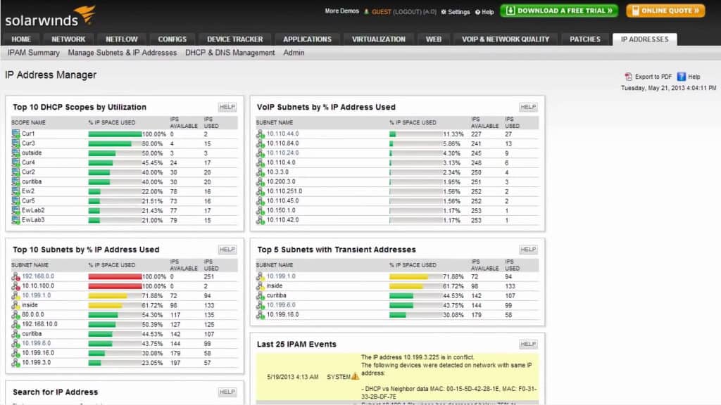 solarwinds ipam main window