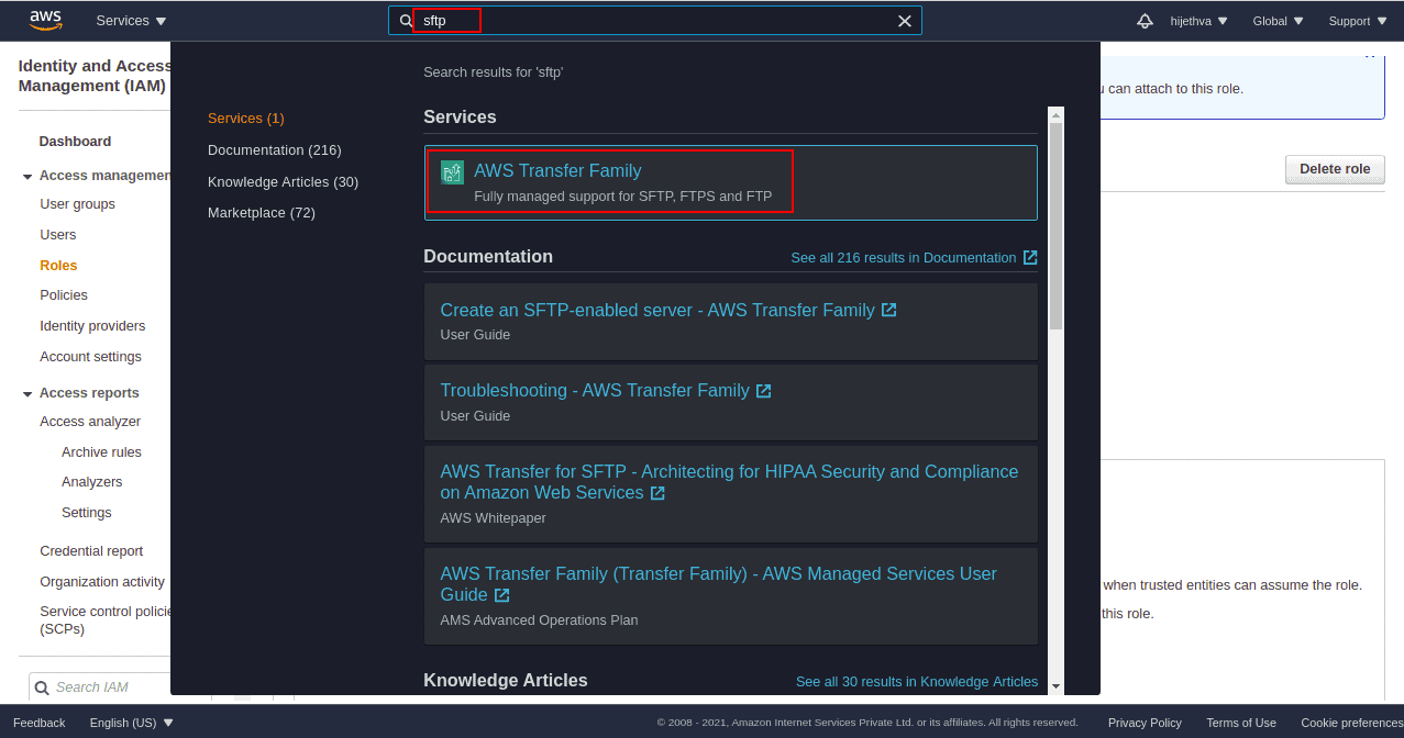 access sftp