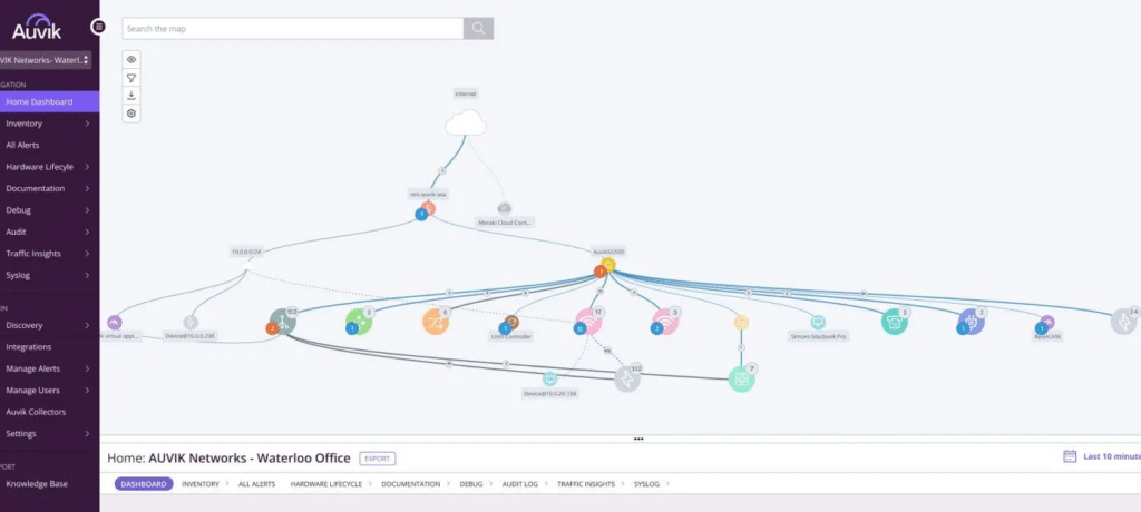 Auvik dashboard