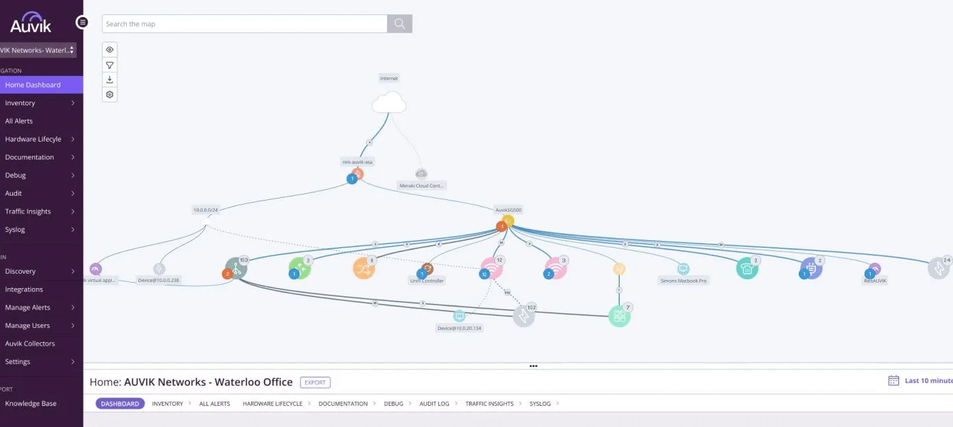 Auvik dashboard