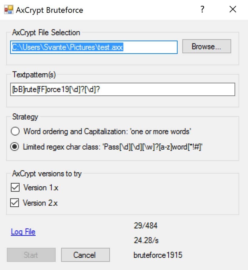 Axcrypt bruteforce
