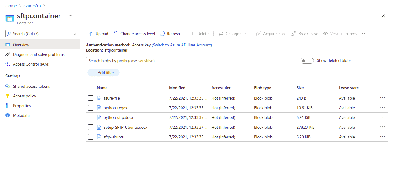 azure blob storage dashboard