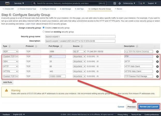 Configure Security Group