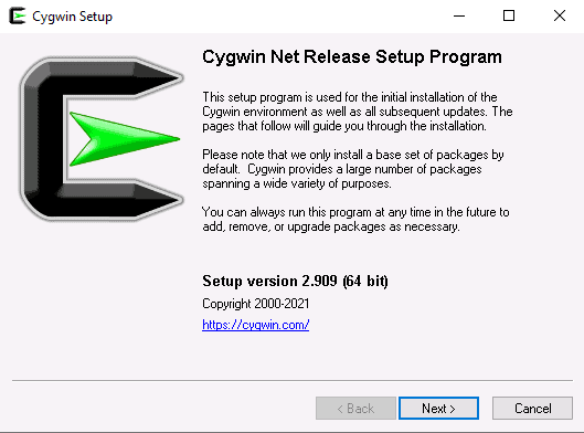 Cygwin setup version