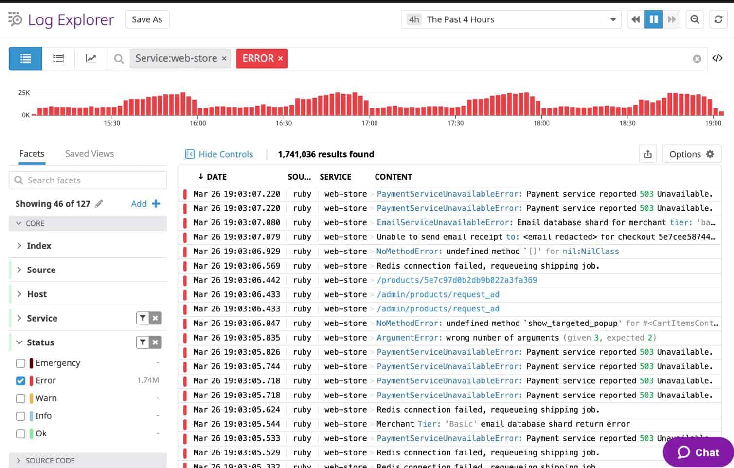 Datadog Log Explorer