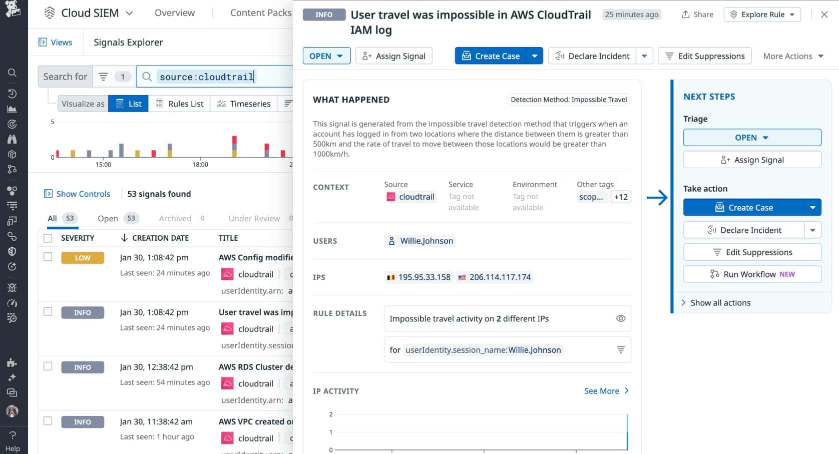 Datadog SIEM logs