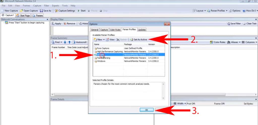 Default Parser Profile for Collecting Traffic in windows 2008