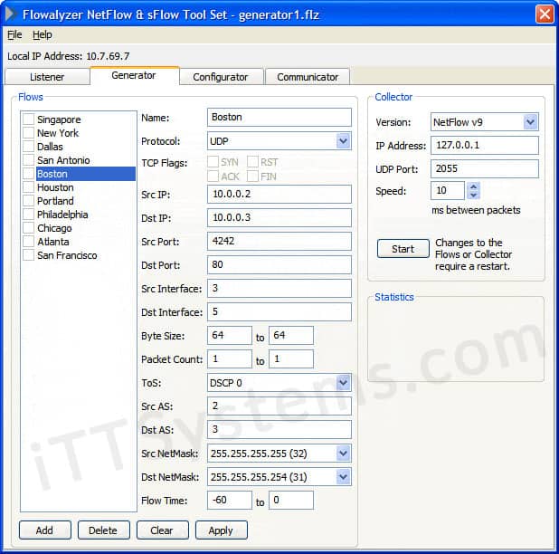 Flowalyzer NetFlow Generator