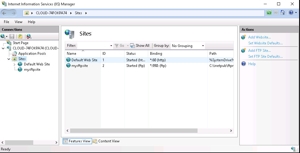 IIS FTP Dashboard
