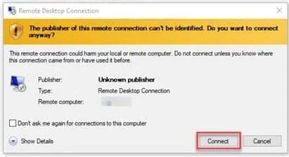 Initiate Remote desktop