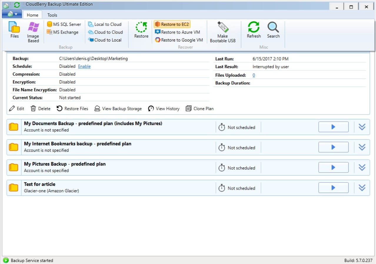 MSP360 AWS EC2 backup