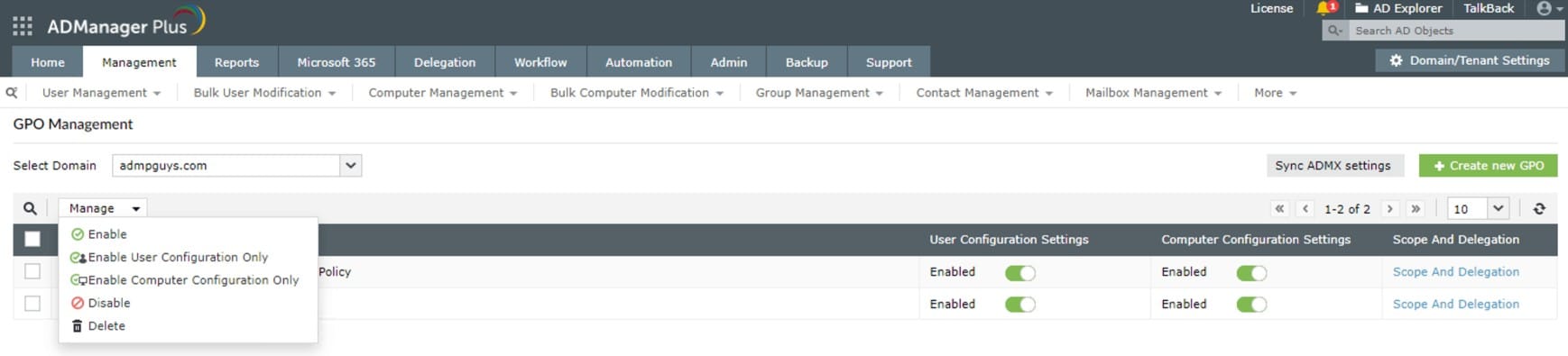 ManageEngine AdManager Plus AD admin