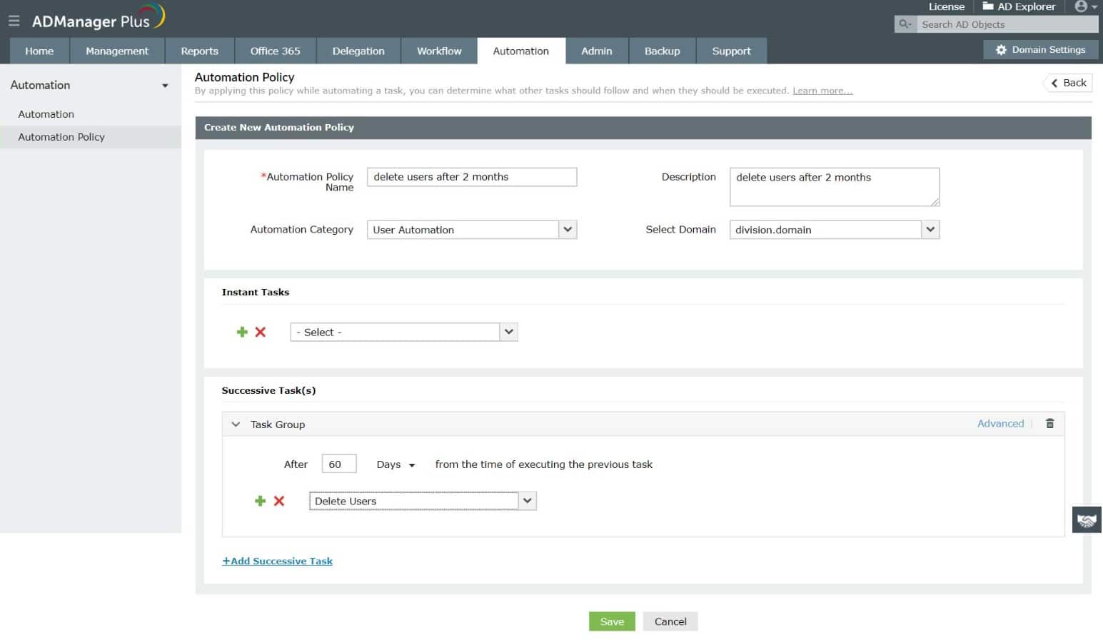 ManageEngine AdManager Plus user provisioning