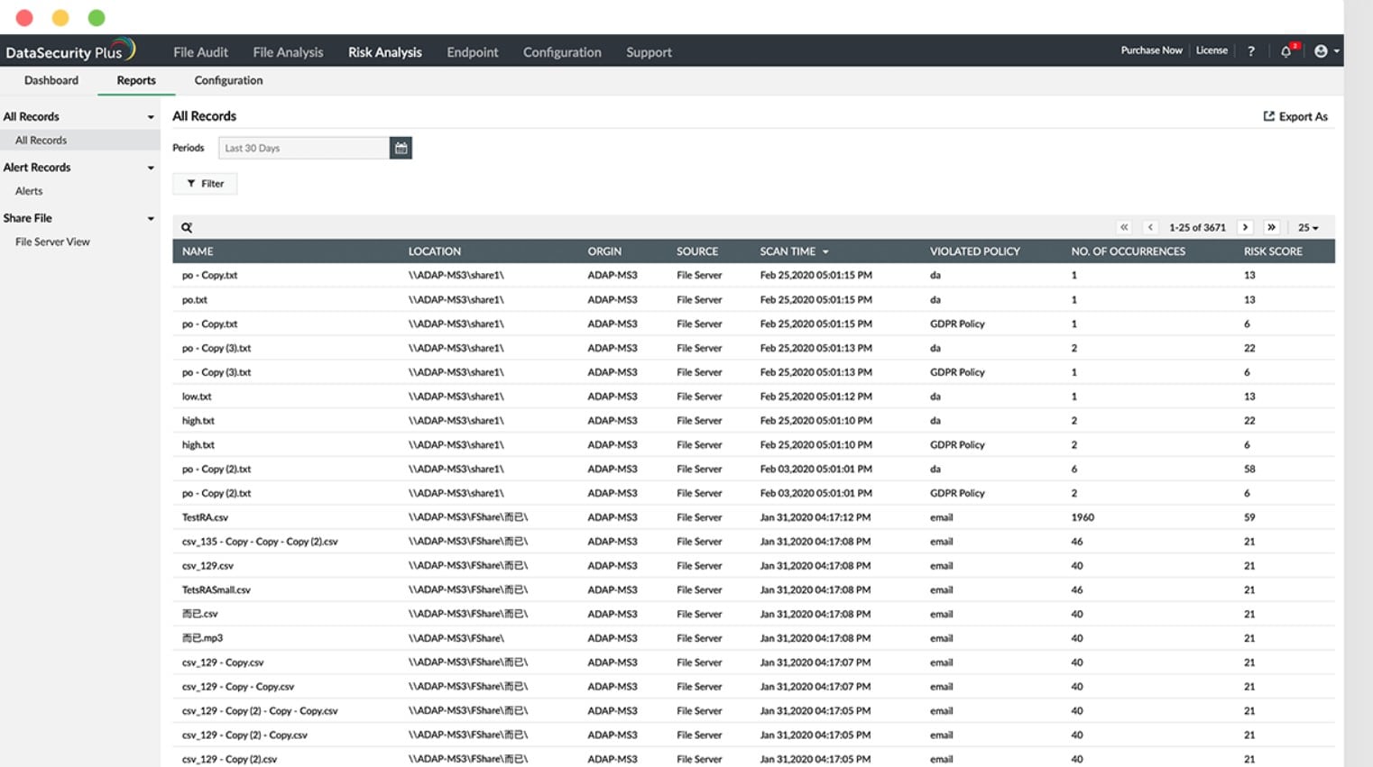 ManageEngine Data Discovery Plus PII Scanning