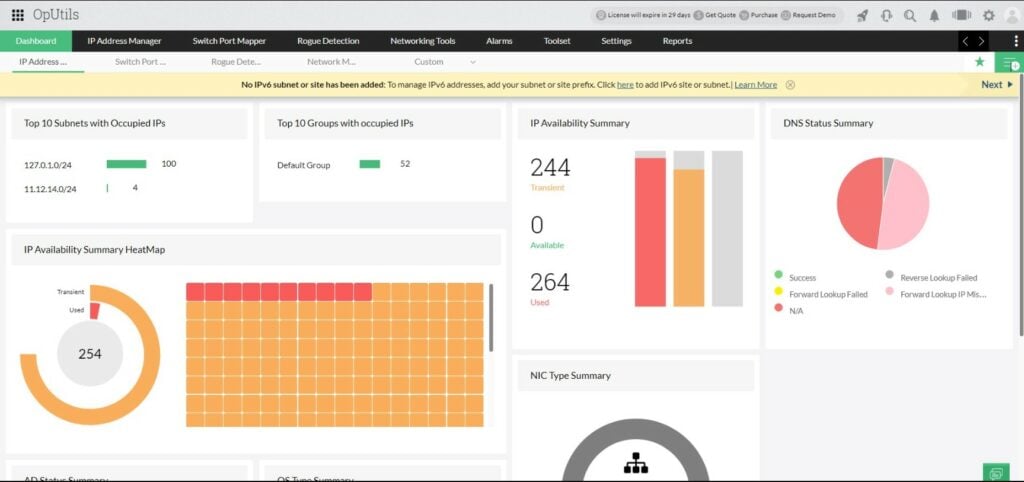 ManageEngine OpUtils IP Addresses