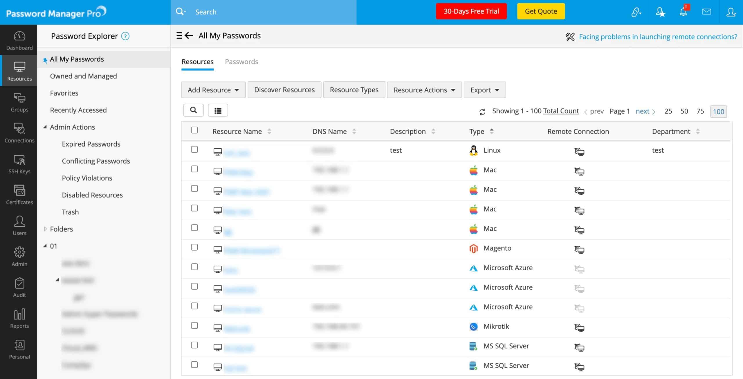 ManageEngine Password Manager Pro all my passwords view