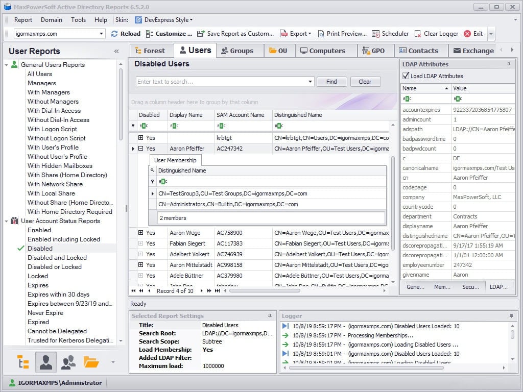 MaxPowerSoft Active Directory Reports Lite