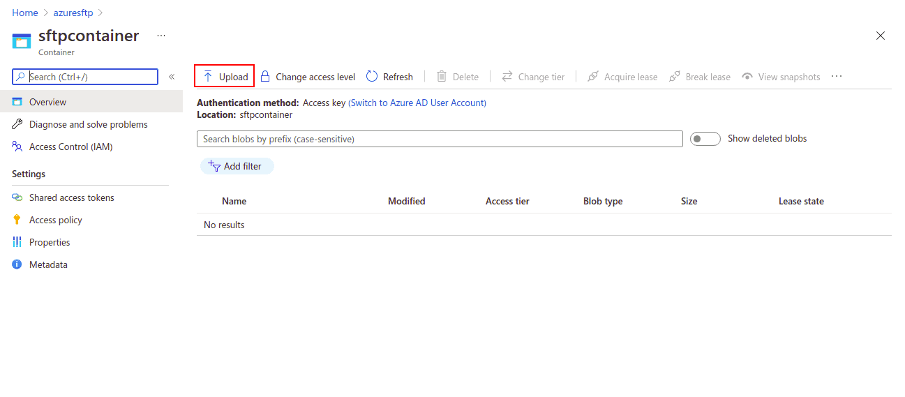 navigate to azure container