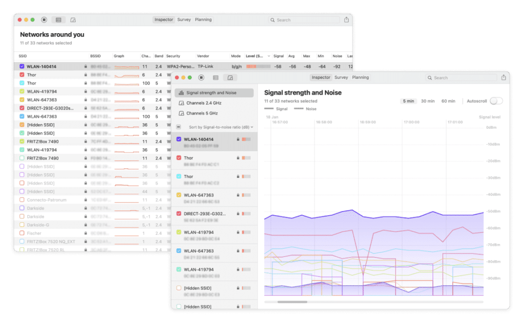 NetSpot inspector view