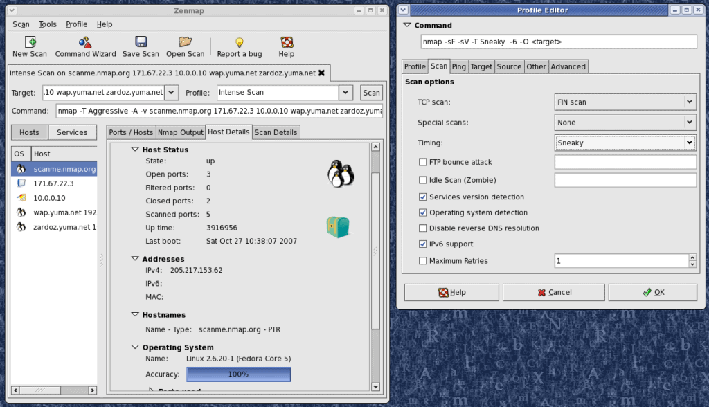 Nmap port scanner tool