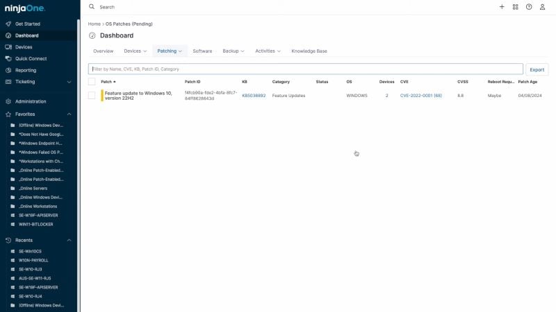 NinjaOne Dashboard