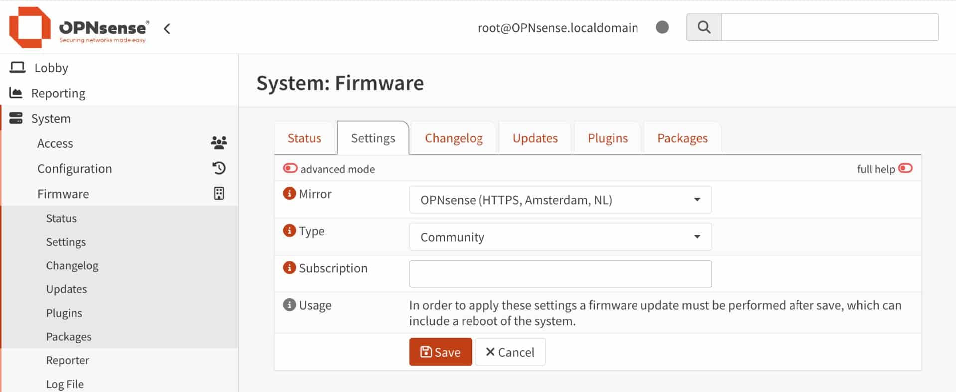 Opnsense settings