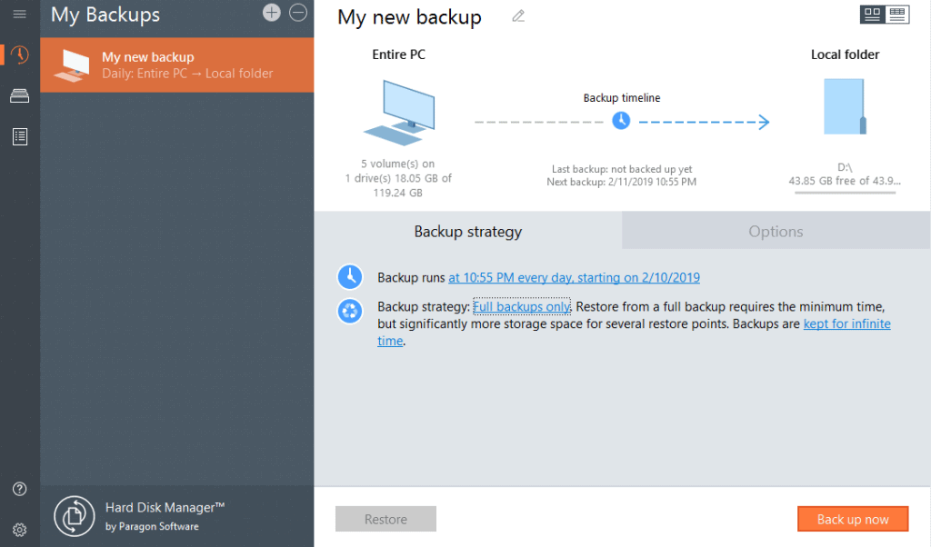 Paragon Hard Disk Manager Dashboard