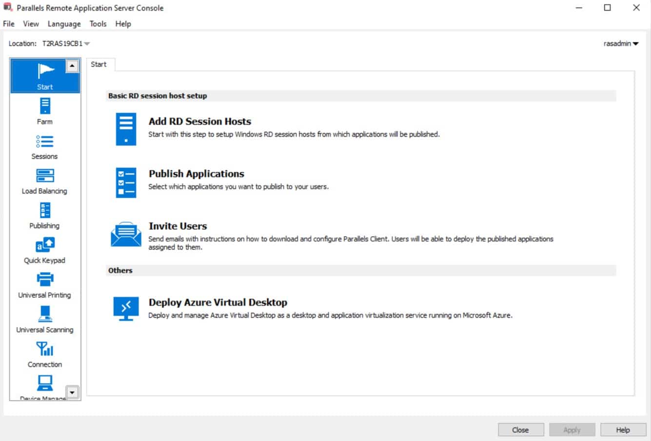 Paralells remote application server