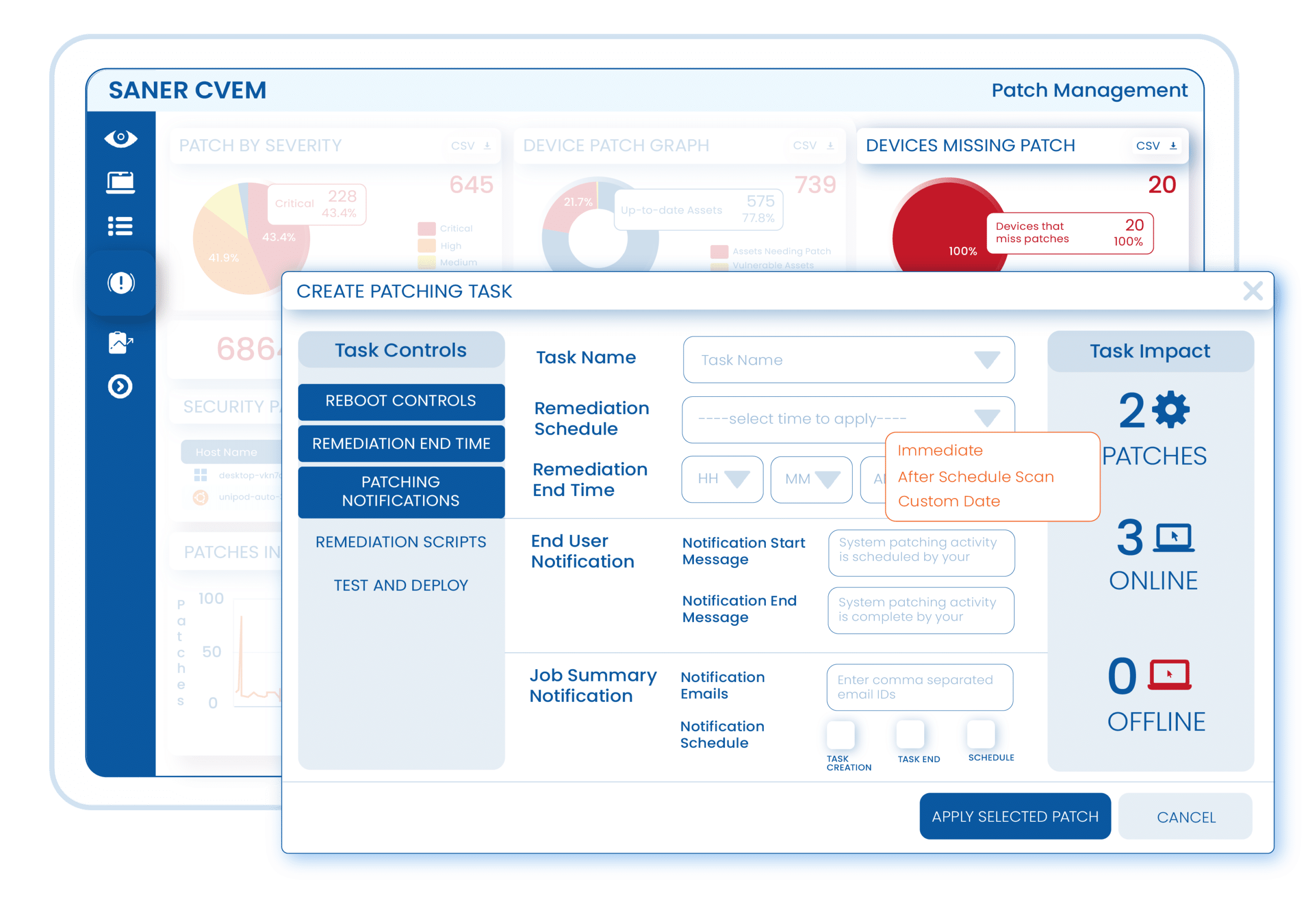 SecPod SanerNow Patch Management task view