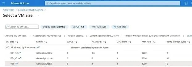 Select VM Size