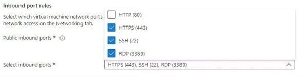 Set inbound port rules