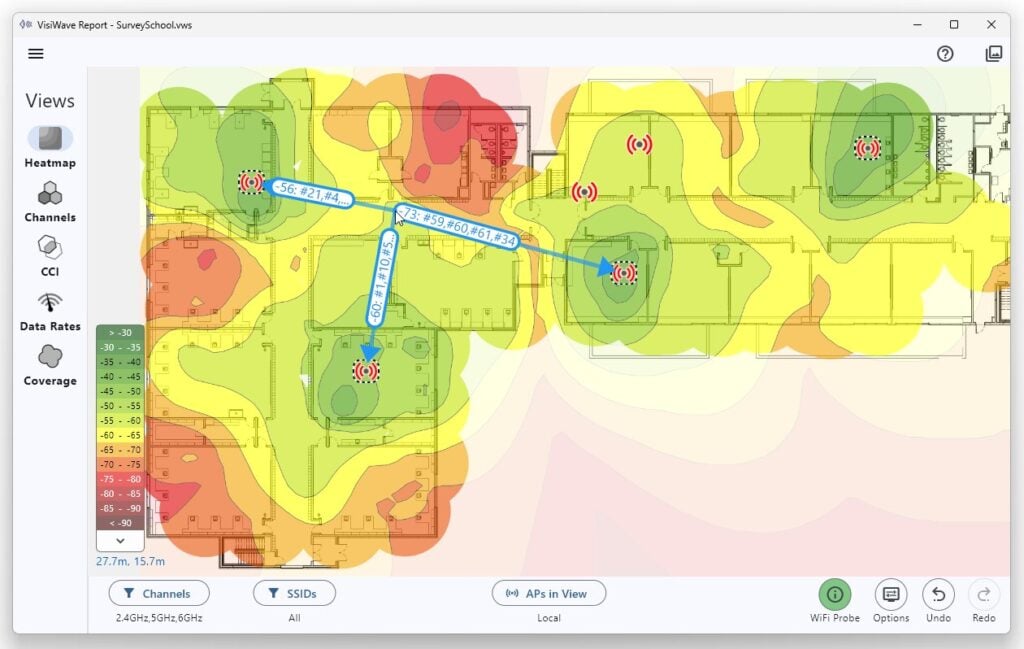 Site Survey by VisiWave heatmap view