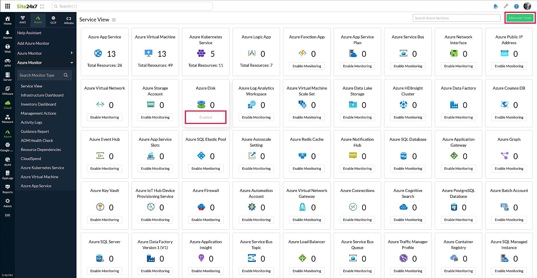 Site24x7 dashboard