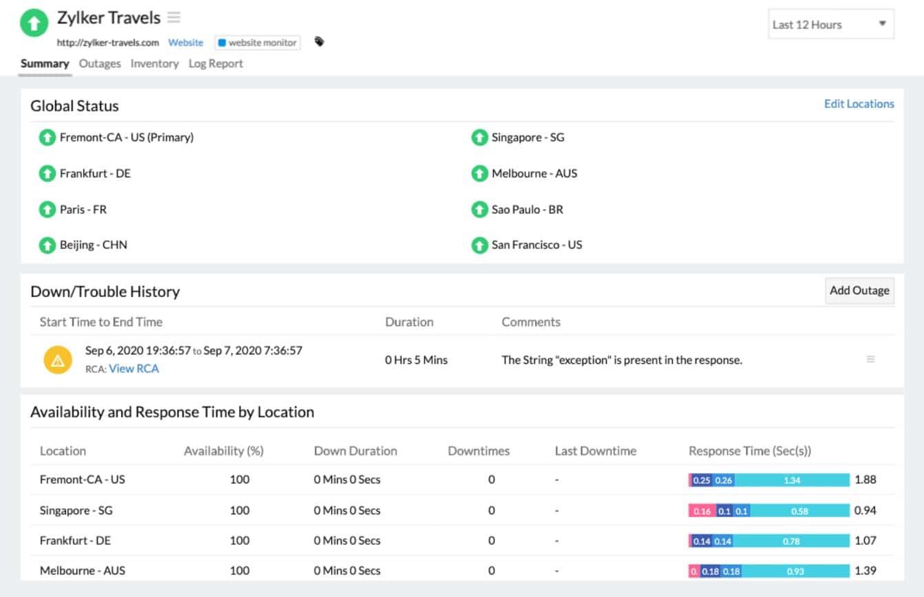 Site24x7 synthetic monitoring