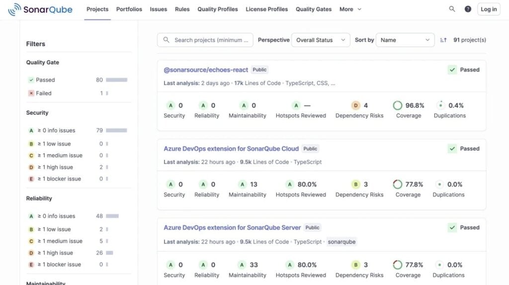 SonarQube Project Filters