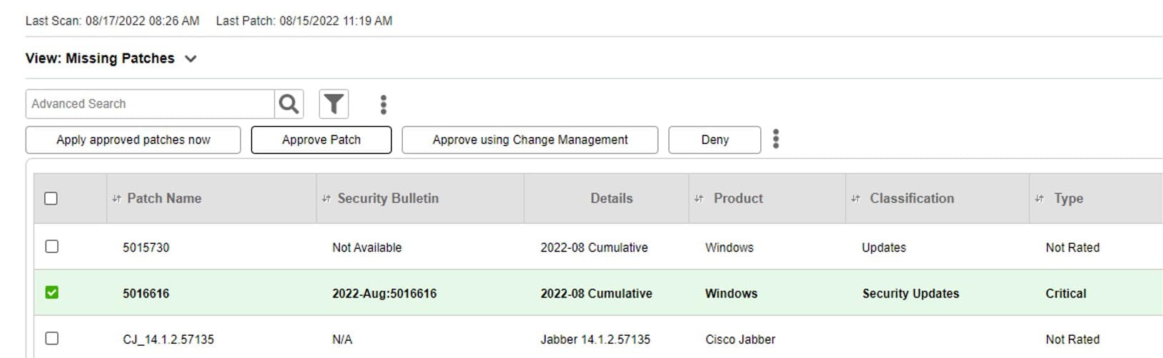 Sysaid Patch Management Screenshot
