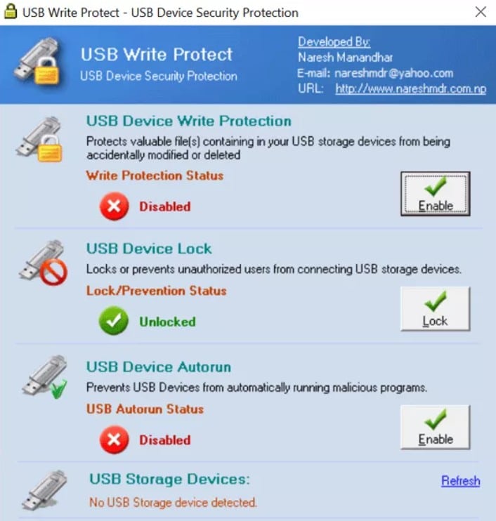 USB write protect