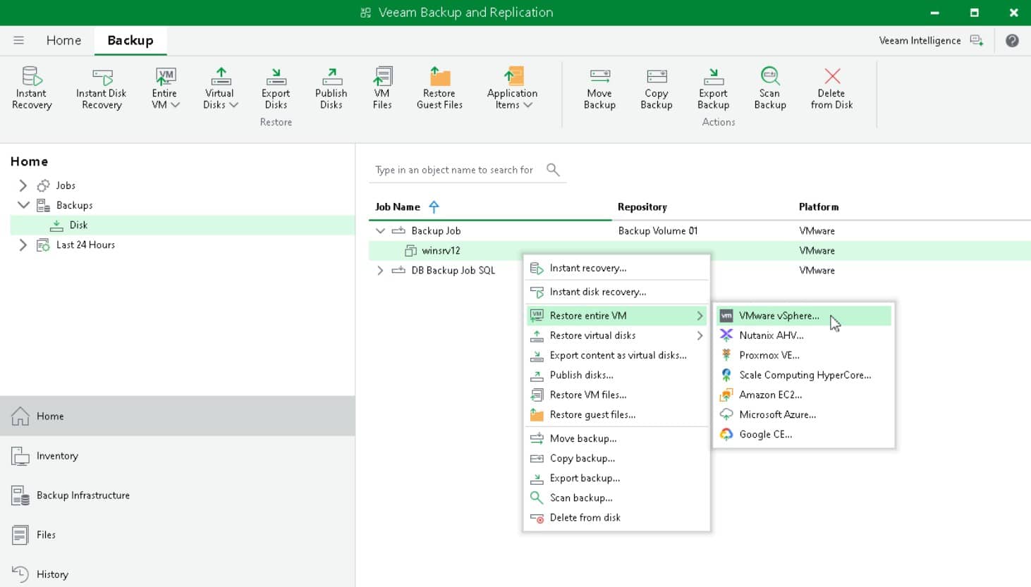 Veeam Backup and Replication VM Restoration