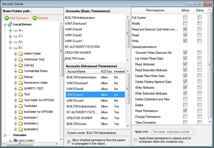 Vyapin NTFS Security Auditor security view