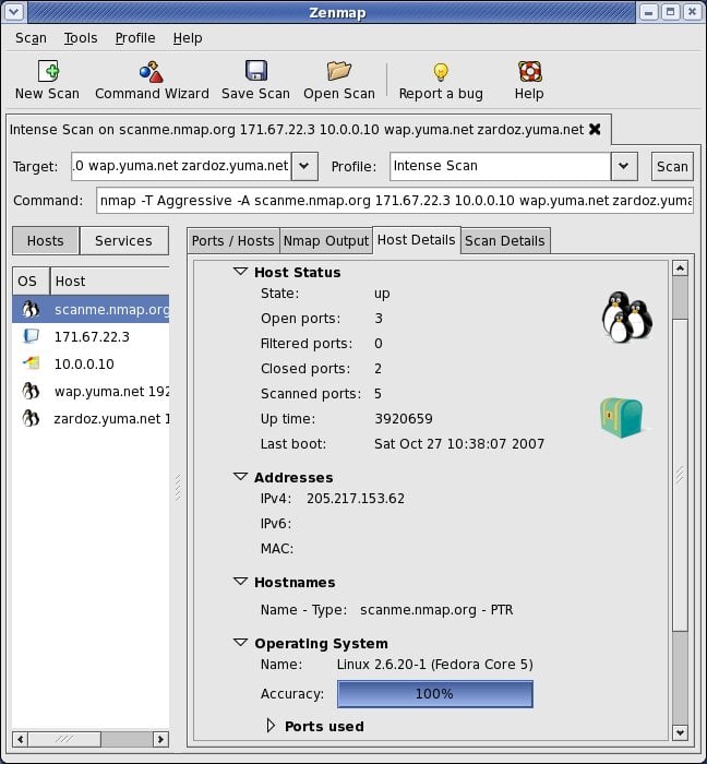Zenmap host details