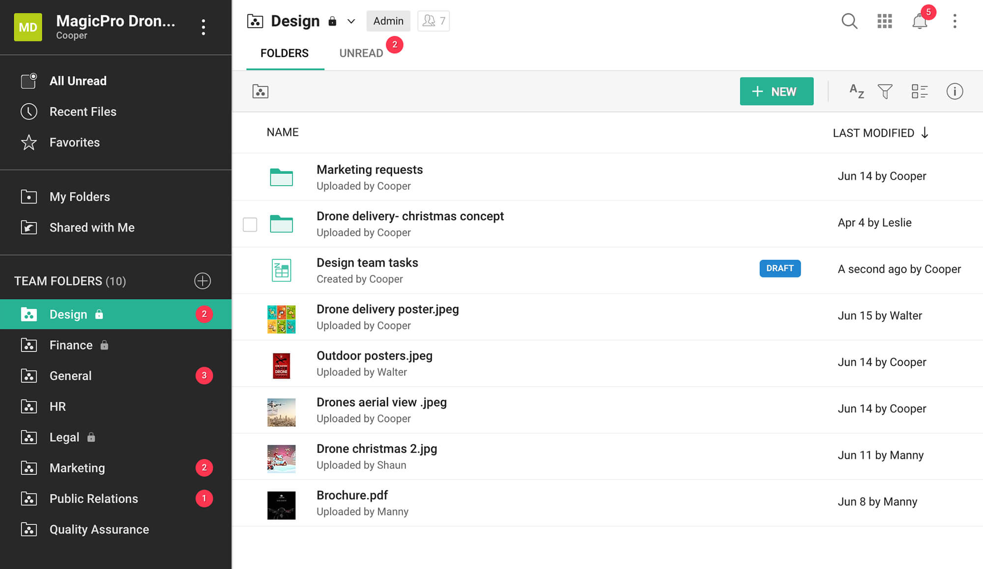 Zoho WorkDrive design view