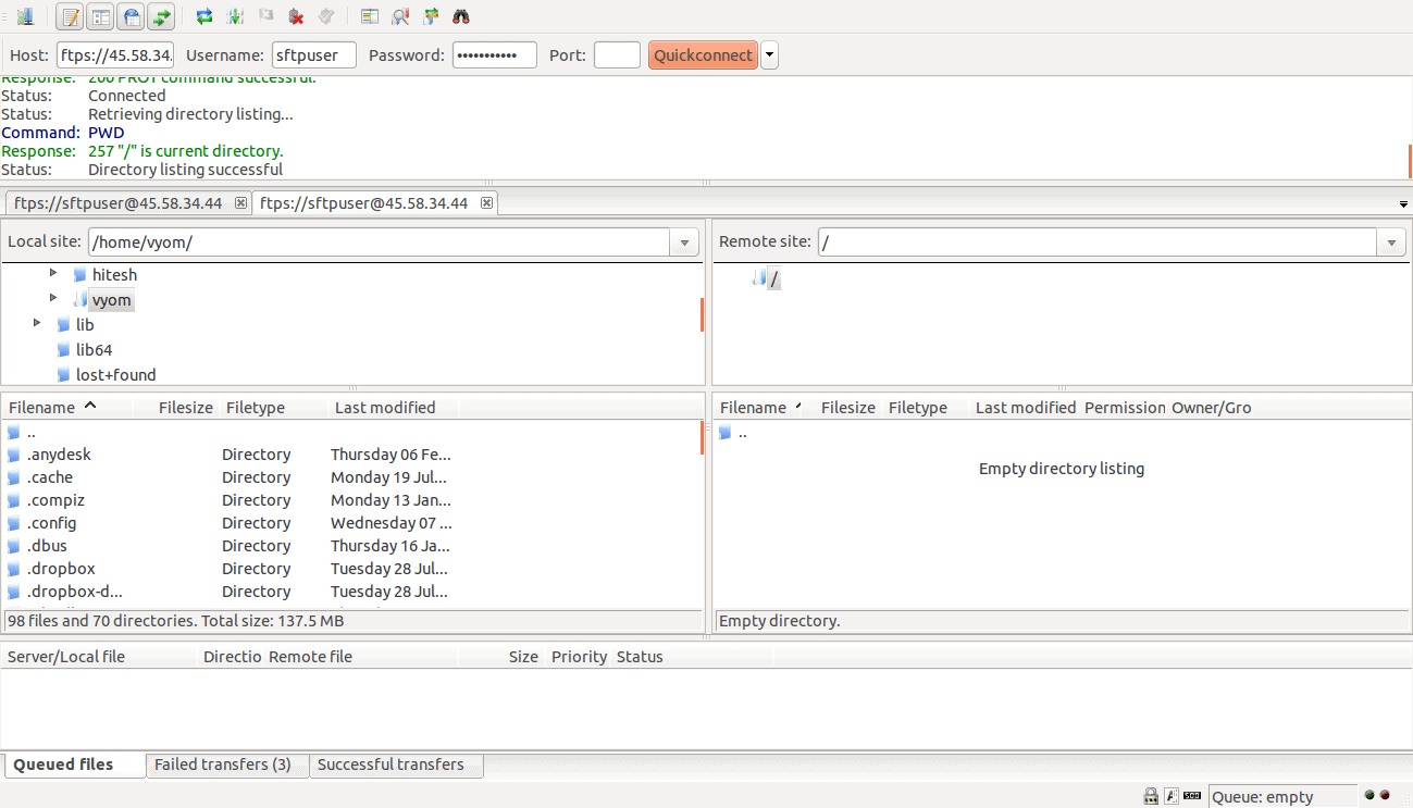 access filezilla