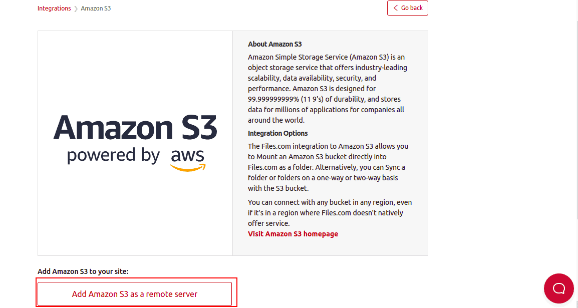add aws s3 to files.com