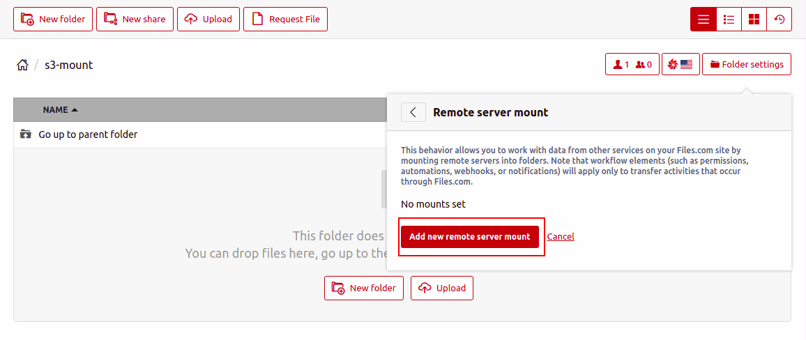 add remote server mount