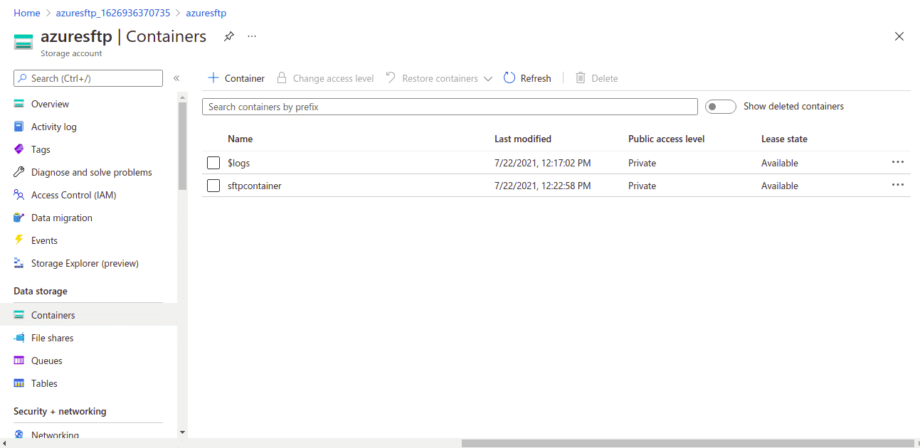 azure container dashboard