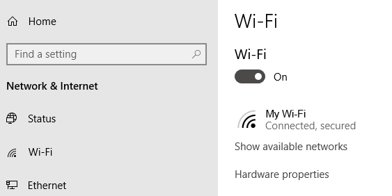 check wifi setting
