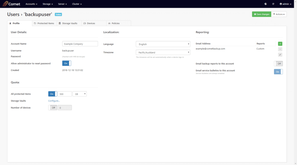 comet backup