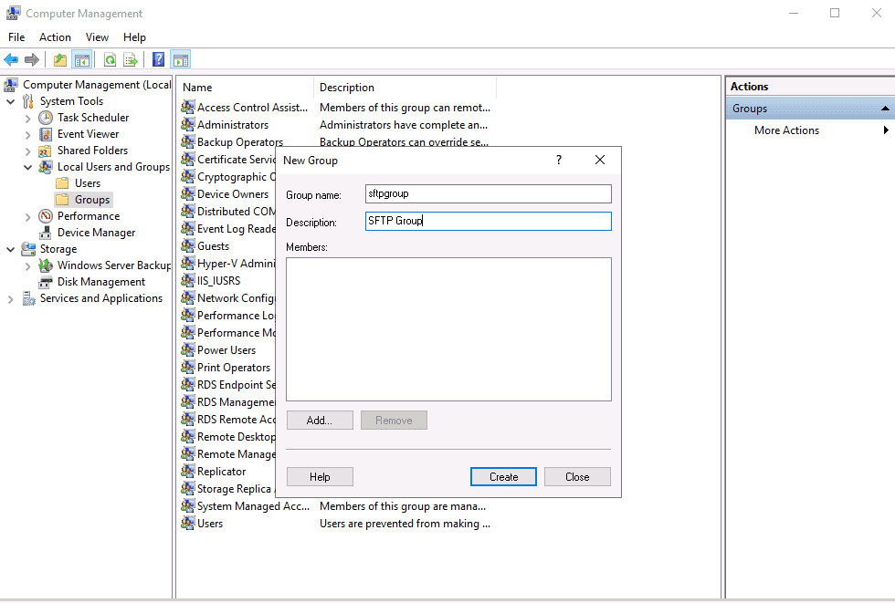 create ftp group