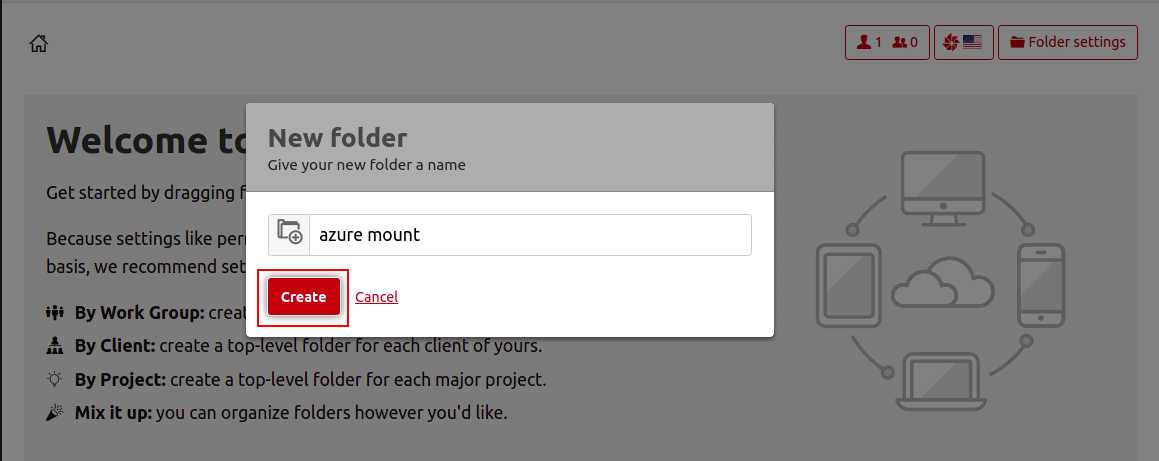 create azure mount folder
