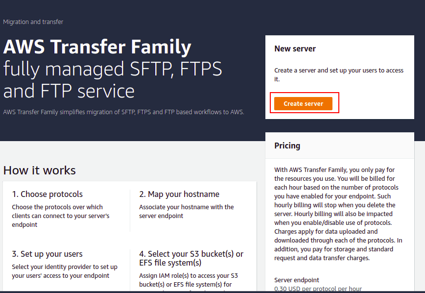 create sftp server